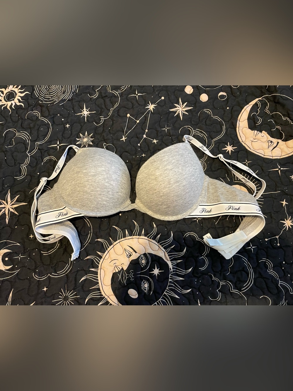 VS Pink Wear Everywhere Super Push Up Bra in Grey